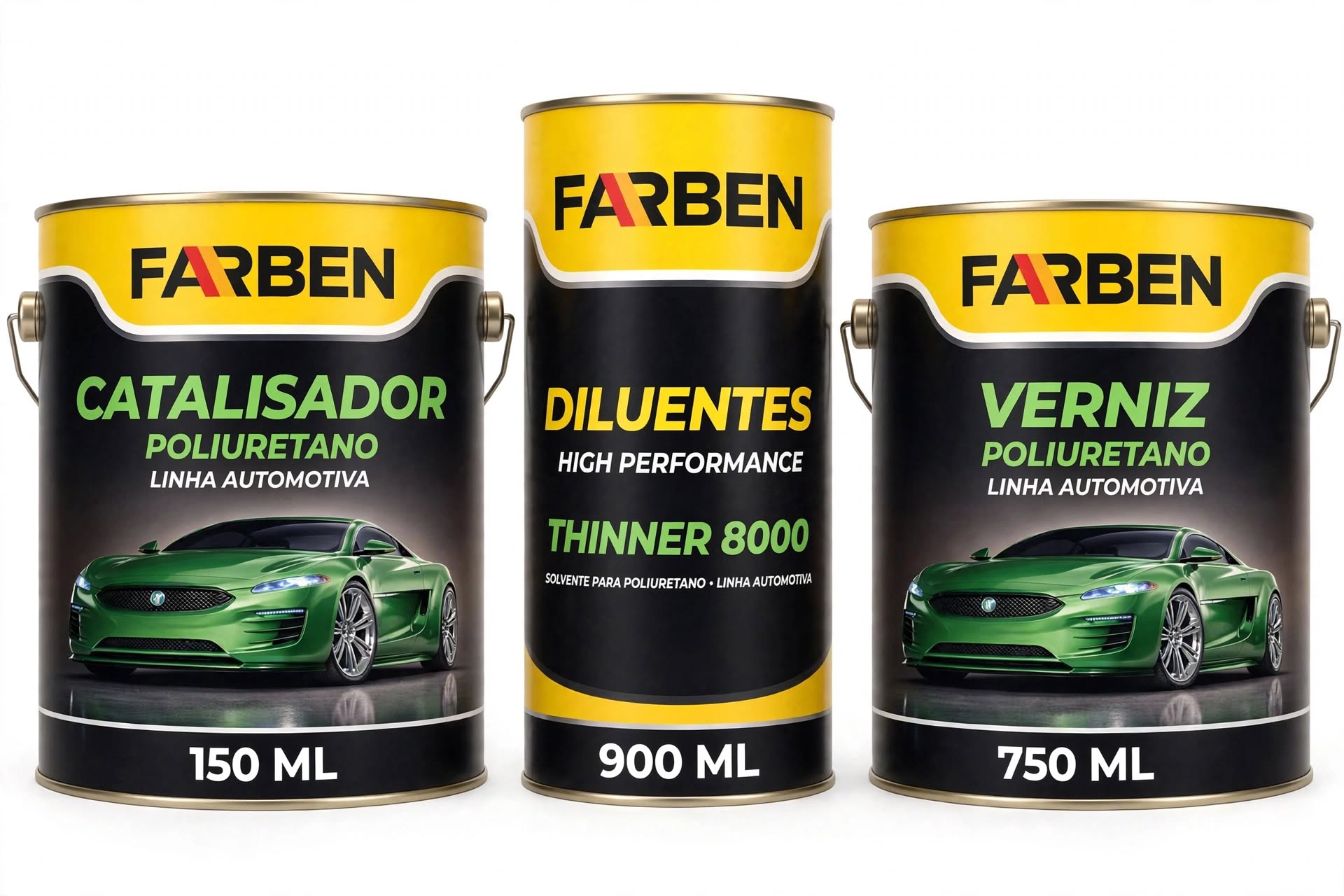 Kit Farben para aço Corten com verniz PU fosco de 750 ml, catalisador de 150 ml e Thinner 8000 de 900 ml